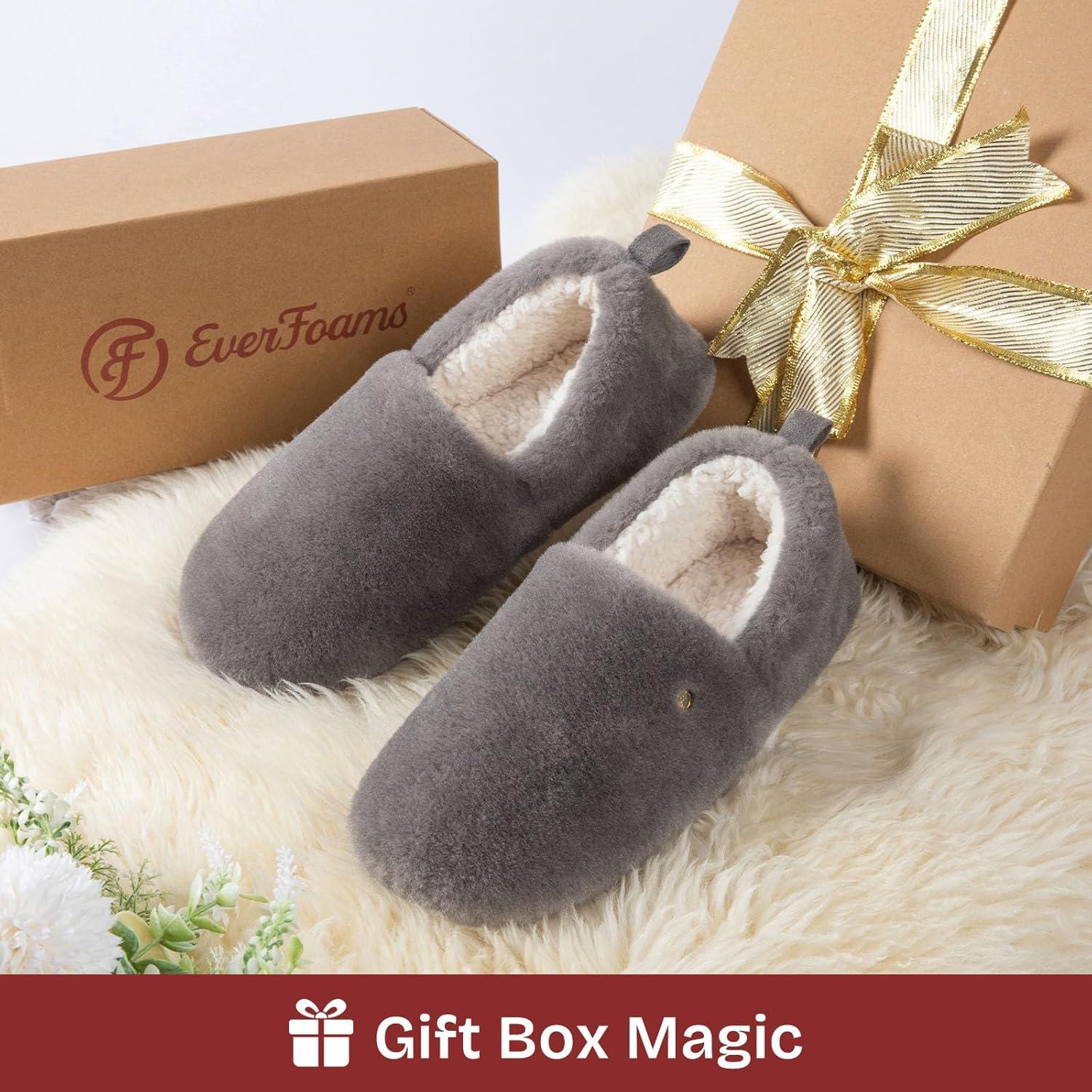 imageEverFoams Womens Closed Back Slippers Fuzzy Faux Wool Soft Lightweight Non Slip House ShoesAsh Gray