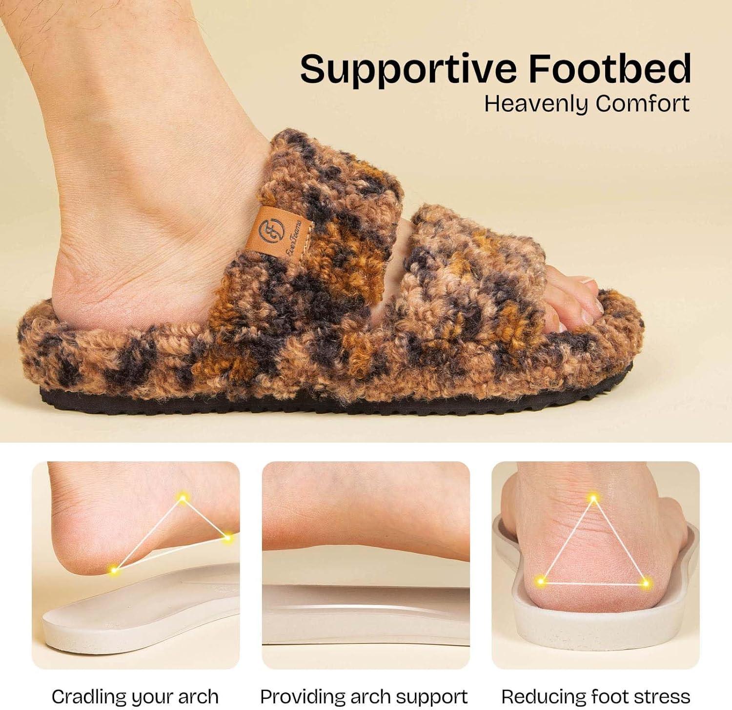 imageEverFoams Womens Fuzzy Opentoe Slippers Soft Comfy Memory Foam Indoor House ShoesDiva Spots