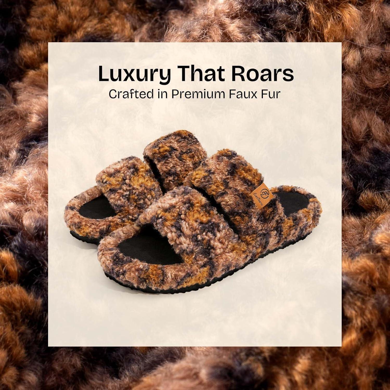 imageEverFoams Womens Fuzzy Opentoe Slippers Soft Comfy Memory Foam Indoor House ShoesDiva Spots