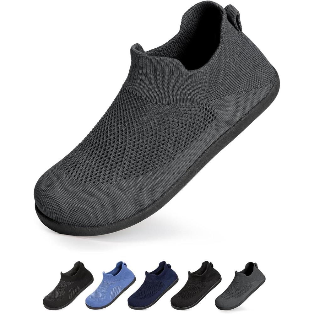 imageEverFoams Womens Comfy Sock Weaving Style Loafer Slipper with Ultra Soft Rubber Sole Anti Slip Indoor and Oudoor House ShoesDark Gull Grey