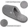 EverFoams Men’s Cotton Knit Slippers Lightweight Memory Foam Indoor House Shoes with Anti-Skid Sole(Grey)
