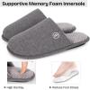 EverFoams Men’s Cotton Knit Slippers Lightweight Memory Foam Indoor House Shoes with Anti-Skid Sole(Grey)