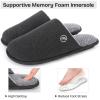 EverFoams Men’s Cotton Knit Slippers Lightweight Memory Foam Indoor House Shoes with Anti-Skid Sole(Lead Gray)
