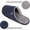 EverFoams Men’s Cotton Knit Slippers Lightweight Memory Foam Indoor House Shoes with Anti-Skid Sole(Navy Blue)