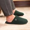 EverFoams Men’s Cotton Knit Slippers Lightweight Memory Foam Indoor House Shoes with Anti-Skid Sole(Viridian Green)