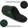 EverFoams Men’s Cotton Knit Slippers Lightweight Memory Foam Indoor House Shoes with Anti-Skid Sole(Viridian Green)
