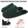 EverFoams Men’s Cotton Knit Slippers Lightweight Memory Foam Indoor House Shoes with Anti-Skid Sole(Viridian Green)