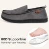 EverFoams Men’s Microsuede Moccasin Slippers Memory Foam Indoor/Outdoor House Shoes with Coral Fleece Lining Steel Gray,12 US