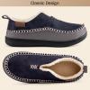 EverFoams Men’s Moccasin Slippers Memory Foam Indoor/Outdoor Warm Suede House Shoes with Fuzzy Sherpa Lining(Navy)