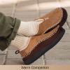 EverFoams Men’s Moccasin Slippers Memory Foam Indoor/Outdoor Warm Suede House Shoes with Fuzzy Sherpa Lining(Tan)