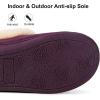 EverFoams Women’s Bootie Slippers Faux Fur Ladies Bedroom House Shoes with Memory Foam and Indoor Outdoor Rubber Sole(Dark Aubergine)