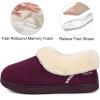EverFoams Women’s Bootie Slippers Faux Fur Ladies Bedroom House Shoes with Memory Foam and Indoor Outdoor Rubber Sole(Dark Aubergine)
