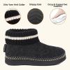 EverFoams Women’s Bootie Slippers Non-slip Comfy Winter Indoor House Shoes with Knitted Collar(Mysterious Black)