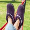 EverFoams Women’s Bootie Slippers Non-slip Comfy Winter Indoor House Shoes with Knitted Collar(Purple)