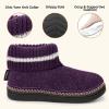 EverFoams Women’s Bootie Slippers Non-slip Comfy Winter Indoor House Shoes with Knitted Collar(Purple)