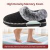 EverFoams Women’s Bootie Slippers Warm Soft Comfy Memory Foam Non-slip Indoor House Shoes with Fluffy Collar(Black)