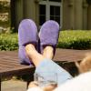 EverFoams Women’s Closed Back Slippers Fuzzy Faux Wool Soft Lightweight Non Slip House Shoes(Light Purple)