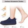 EverFoams Women’s Comfy Sock Weaving Style Loafer Slipper with Ultra Soft Rubber Sole Anti Slip Indoor and Oudoor House Shoes(Neon Navy)