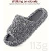 EverFoams Women’s Fashionable Open-toe Slippers with Cozy Plush Non-Slip Sole(Ash Gray)