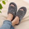 EverFoams Women’s Fashionable Open-toe Slippers with Cozy Plush Non-Slip Sole(Ash Gray)