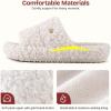 EverFoams Women’s Fashionable Open-toe Slippers with Cozy Plush Non-Slip Sole(Cream White)