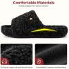 EverFoams Women’s Fashionable Open-toe Slippers with Cozy Plush Non-Slip Sole(Dark Black)