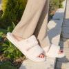 EverFoams Women’s Fuzzy Open Toe Slippers Comfy Soft Memory Foam Indoor House Shoes(Vanilla Ice)