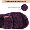 EverFoams Womens Fuzzy Open-toe Slippers Soft Comfy Memory Foam Indoor House Shoes(Plum Violet)