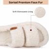 EverFoams Womens Fuzzy Open-toe Slippers Soft Comfy Memory Foam Indoor House Shoes(Vanilla Ice)