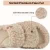 EverFoams Womens Fuzzy Open-toe Slippers Soft Comfy Memory Foam Indoor House Shoes(Vintage Khaki)