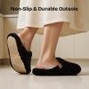 EverFoams Women’s Fuzzy Slip-on Slippers Soft Comfy Memory Foam Indoor House Shoes(Black)