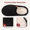 EverFoams Women’s Fuzzy Slip-on Slippers Soft Comfy Memory Foam Indoor House Shoes(Black)