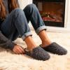 EverFoams Women’s Fuzzy Slip-on Slippers Soft Comfy Memory Foam Indoor House Shoes(Dark Grey)