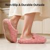 EverFoams Women’s Fuzzy Slip-on Slippers Soft Comfy Memory Foam Indoor House Shoes(Dusky Pink)
