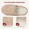 EverFoams Women’s Fuzzy Slip-on Slippers Soft Comfy Memory Foam Indoor House Shoes(Khaki)