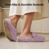 EverFoams Women’s Fuzzy Slip-on Slippers Soft Comfy Memory Foam Indoor House Shoes(Purple)