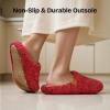 EverFoams Women’s Fuzzy Slip-on Slippers Soft Comfy Memory Foam Indoor House Shoes(Wine Red)