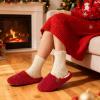EverFoams Women’s Fuzzy Slip-on Slippers Soft Comfy Memory Foam Indoor House Shoes(Wine Red)