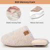 EverFoams Women’s Fuzzy Slip-on Slippers Warm Cozy Soft Lightweight Memory Foam Indoor House Shoes(Cream White)
