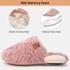 EverFoams Women’s Fuzzy Slip-on Slippers Warm Cozy Soft Lightweight Memory Foam Indoor House Shoes(Pink)