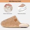 EverFoams Women’s Fuzzy Slip-on Slippers Warm Cozy Soft Lightweight Memory Foam Indoor House Shoes(Sand)