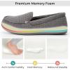 EverFoams Women’s Lightweight Indoor Outdoor Memory Foam House Shoes, Comfy Breathable Waffle Knitted Moccasins Loafer Slippers Grey, 7 US