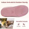 EverFoams Women’s Microsuede Cozy Memory Foam Winter Slippers with Fuzzy Faux Fur Collar and Indoor Outdoor Rubber Sole(Baby Pink)