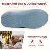 EverFoams Women’s Microsuede Cozy Memory Foam Winter Slippers with Fuzzy Faux Fur Collar and Indoor Outdoor Rubber Sole(Blue)