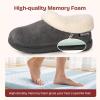 EverFoams Women’s Microsuede Cozy Memory Foam Winter Slippers with Fuzzy Faux Fur Collar and Indoor Outdoor Rubber Sole(Dark Grey)