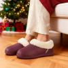 EverFoams Women’s Microsuede Cozy Memory Foam Winter Slippers with Fuzzy Faux Fur Collar and Indoor Outdoor Rubber Sole(Purple)
