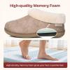 EverFoams Women’s Microsuede Cozy Memory Foam Winter Slippers with Fuzzy Faux Fur Collar and Indoor Outdoor Rubber Sole(Taupe)