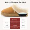 EverFoams Women’s Microsuede Slippers Comfy Memory Foam Non-slip Indoor House Shoes with Fuzzy Collar(Chestnut)