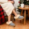 EverFoams Women’s Microsuede Slippers Comfy Memory Foam Non-slip Indoor House Shoes with Fuzzy Collar(Grey)