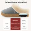 EverFoams Women’s Microsuede Slippers Comfy Memory Foam Non-slip Indoor House Shoes with Fuzzy Collar(Grey)